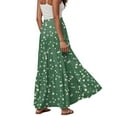 thumbnail image 3 of vigerkar Womens Casual Boho High Waisted Flowy Maxi Skirts Trendy Floral Cute Long Skirts with Pockets 2025 Green, L, 3 of 5