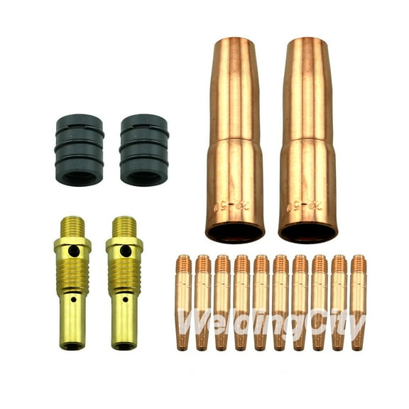 WeldingCity MIG Welding Gun Accessory Kit .023" (Tapered Contact Tip-Nozzle-Diffuser-Nozzle Adapter) for Lincoln Magnum 200/250 and Tweco #2 180-250A