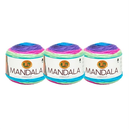 UPC: 0842093111924 | Lion Brand Yarn Mandala Troll Self-Striping Light Acrylic Multi-color Yarn 3 Pack