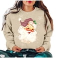 thumbnail image 2 of Amzcrzy Sweat-Shirt pour Femmes Noël Col Rond Imprimé Ample Manches Longues Sans Capuche Chandails en Molleton de Noël Manches Longues pour Femmes Chandail Chandail en Molleton 2TG, 2 of 4