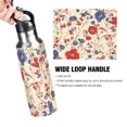thumbnail image 4 of Vintage Style Red White Blue Flowers Sports Bottle with Straw Stainless Steel Water Jug Portable Thermal Cup Leak-proof 1000ML, 4 of 9