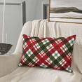 thumbnail image 1 of ZNDUO Rectangular Plush Cushion Cover, Abstract Christmas Plaid Pattern Non-Pilling Hidden Zip Bedroom Sofa Pillowcases, 16"x24", 1 of 8
