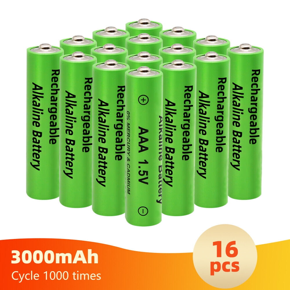 AAA Alkaline Batteries, 1.5 Volt 3000 mAh Triple A Batteries, Long