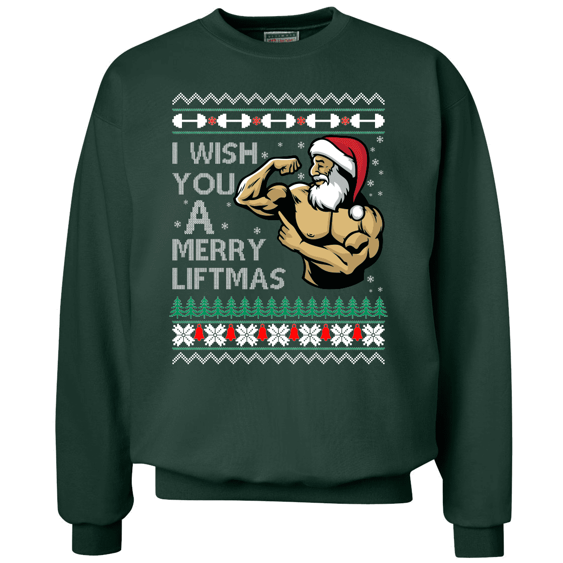 I Wish You a Merry Liftmas Funny Swole Lifting Santa Ugly Christmas Sweater Crewneck Graphic