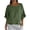 Army Green, variant on Round Neck Ruffled Hem 3/4 Sleeve Cotton and Linen Pullover Top Casual Solid Color Lightweight Beach Gauze Shirts