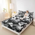 thumbnail image 4 of jejeloiu Military Camo Pattern Full Size Sheets,White Gray Black Bed Sheets For Girls Women 4pcs, 4 of 7