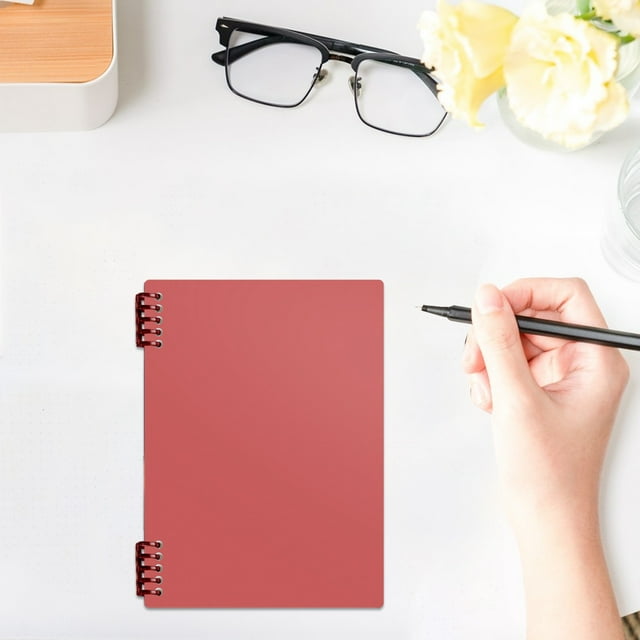 COFEST Coil Notebook, 2 Pcs A5 Thick Plastic Hardcover Ruled 5 Color 60 Sheets -120 Pages Journals for Study and Notes, Memo Notepads for Office School Travel. Red