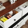 thumbnail image 6 of Farmhouse Double Tilt Out Trash Cabinet for 20 Gallon Trash Cans, Free Standing Recycling Cabinet with Hideaway Drawer, Barn Door Style Laundry Sorter Cabinet, Tilt Out Trash Cabinet for Kitchen, 6 of 16