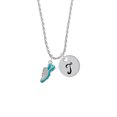 thumbnail image 2 of Delight Jewelry Silvertone Running Shoe Teal Silvertone Script Initial Disc - T - Charm Necklace, 20"+3", 2 of 4