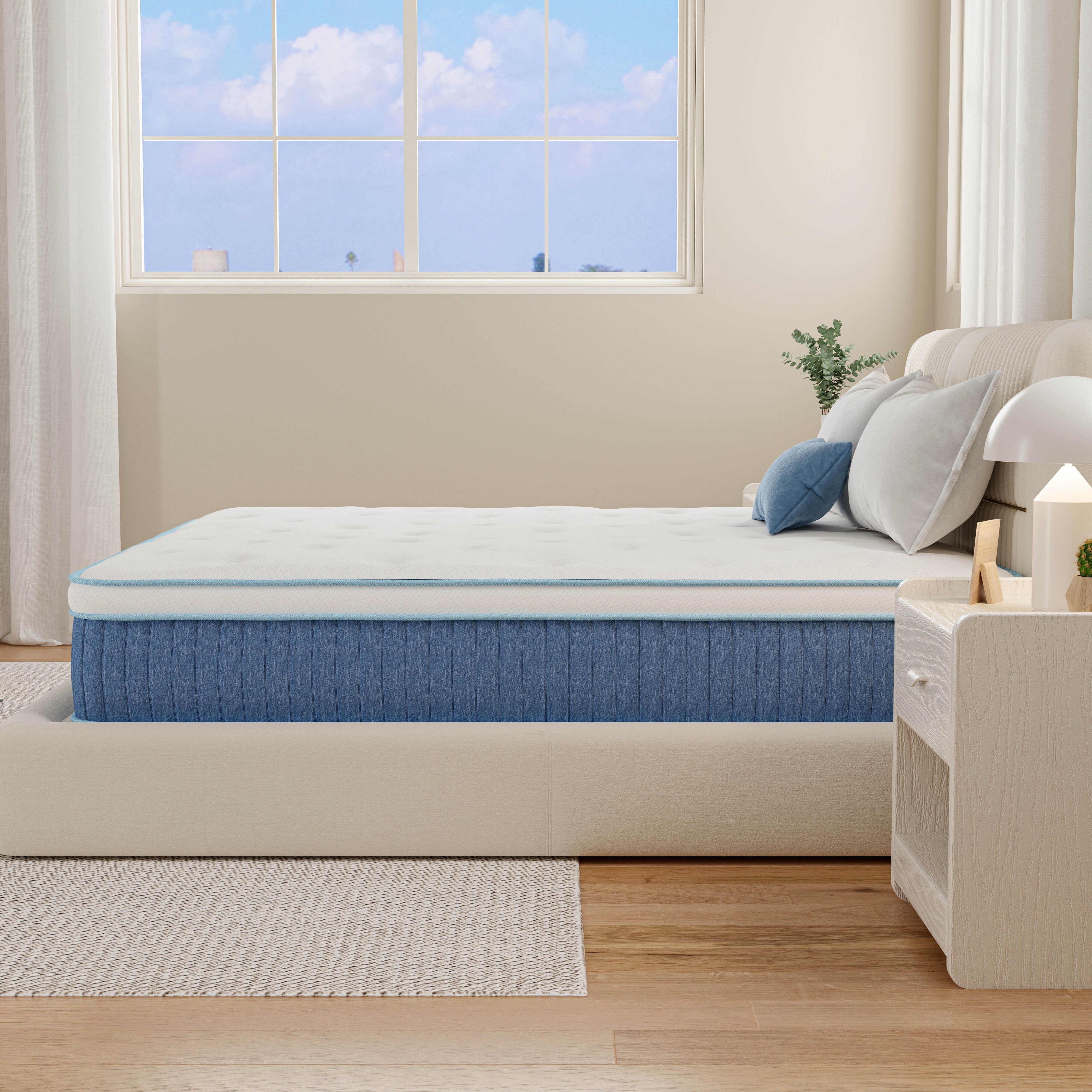 EGOHOME ChillWeave Queen Mattress, 12" Hybrid Mattress in a Box, Medium
