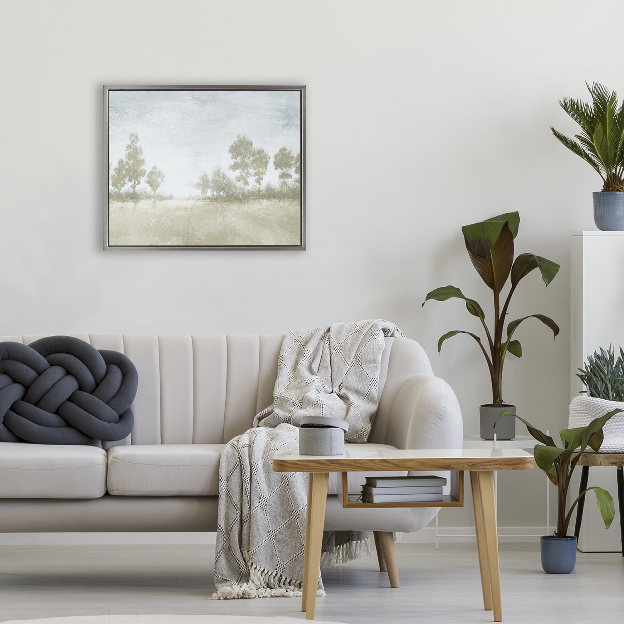 Stupell Industries Soft Distant Valley Landscape Gray Framed Floater Canvas Wall Art, design by Michael Marcon