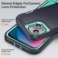thumbnail image 4 of Rugged Case for iPhone 11, Heavy Duty Hybrid PC + TPU Military Grade Shockproof Cover, Non-Slip Strip Lens Protection Soft Rubber Lining Case for iPhone 11 6.1 inch,Navy + Mint, 4 of 6