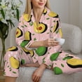 thumbnail image 6 of Pajama Sets for Women 2 Pcs, Cool Avocado Pink Leaves Button Down Long Sleeve Sleepwear Lounge PJ Sets, 6 of 6