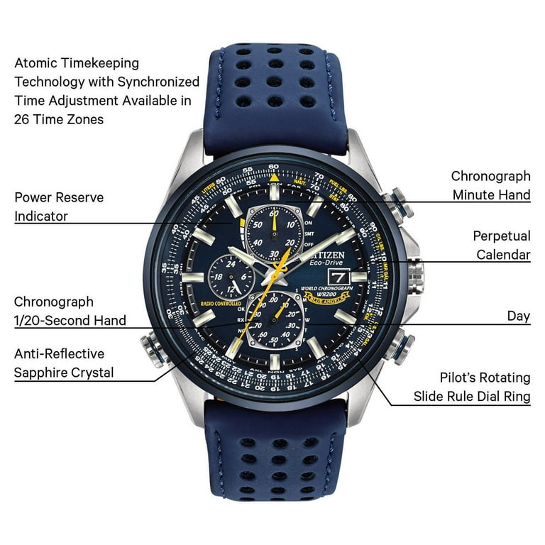 Citizen Eco Drive Blue Angels World Chronograph Men's Watch AT8020