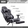 thumbnail image 2 of edx Ergonomic Video Gaming Chair High Back Office Chair with Lumbar Support and Adjustable Armrests Footrest Swivel Racing Chair, Black Gray, 2 of 9