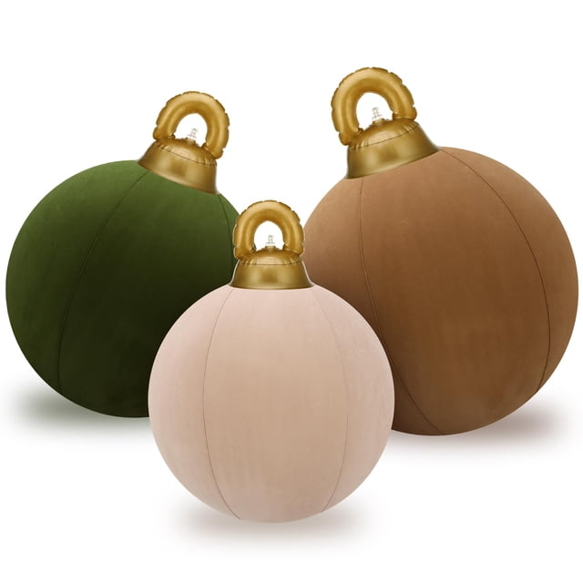 Juego de 3 Bolas Inflables Gigantes de Terciopelo para Navidad Jenaai