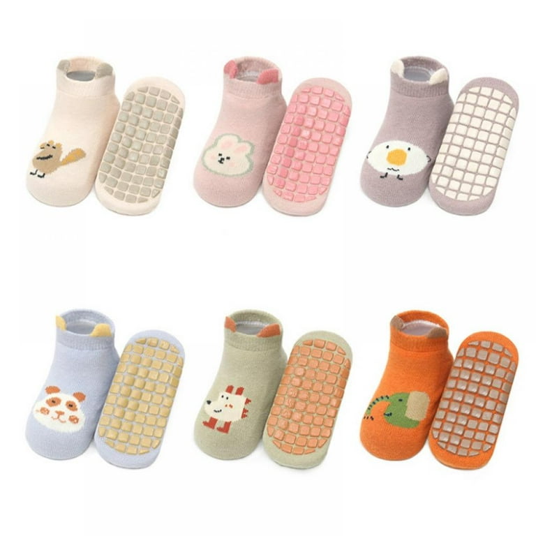 Cute Non Slip Floor Socks for Babies, Baby Trampoline Socks with Small Ears  - Warm and thick, Non Skid Soles - for Infants Toddlers  Kids(1Pair,0-5Years) 