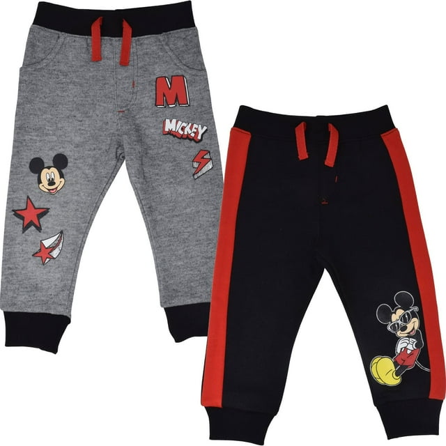Pantalones Disney Mickey Mouse para niños pequeños, paquete de 2 unidades, negro/gris, 5T