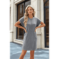 thumbnail image 5 of Womens Summer T Shirt Dress Casual Cap Sleeve Crewneck Loose Shift Mini Dresses Light Gray S, 5 of 7