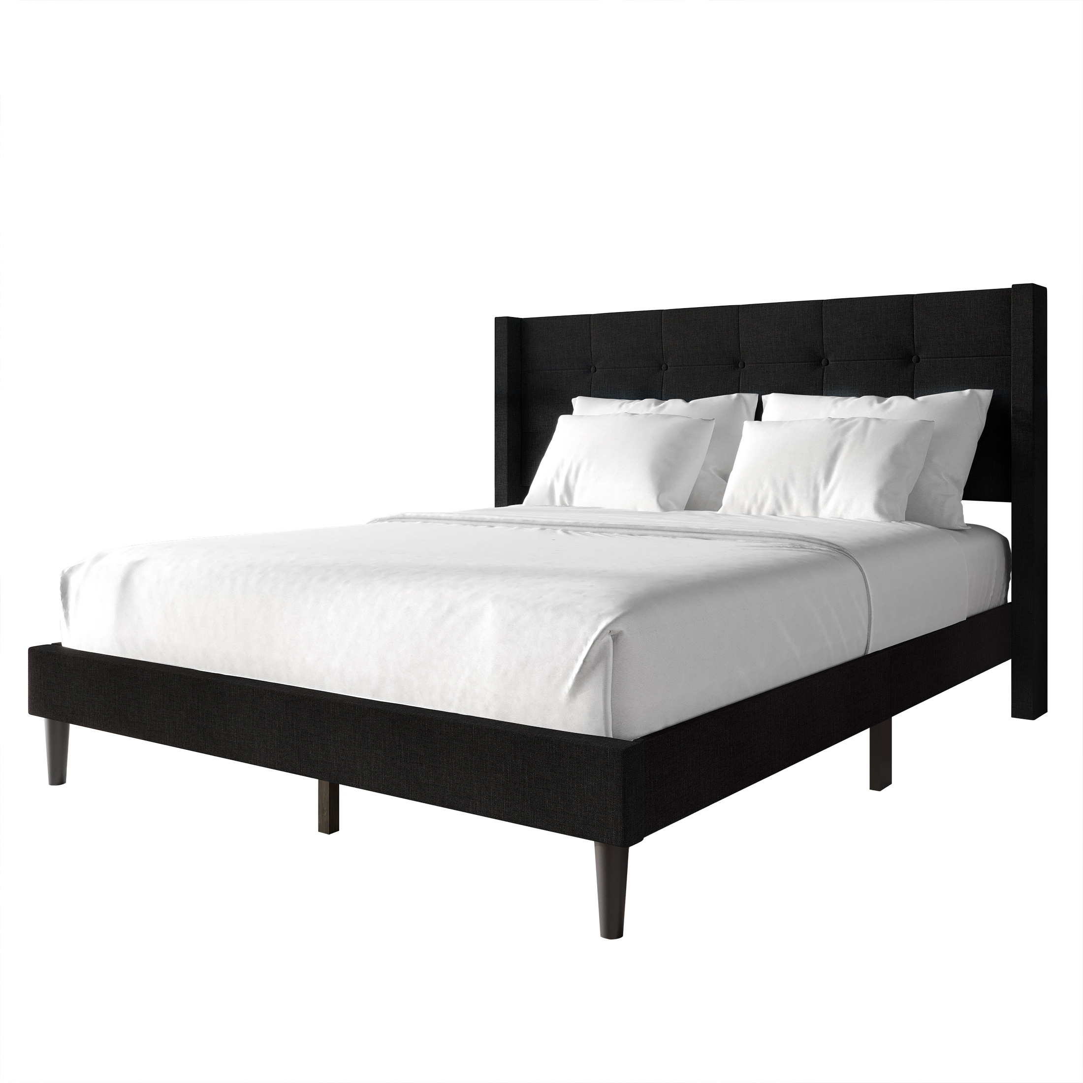 Castle Place Elegance Wingback Full Platform Bed, Black