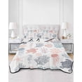 thumbnail image 2 of Quilts Twin Size Bedding Set, Red Grey Coastal Lightweight Quilted Comforter, Nautical Summer Beach Coral Sea Turtle Soft Reversible Bedspread Coverlet with Pillow Covers for All Season, 68" x 86", 2 of 7