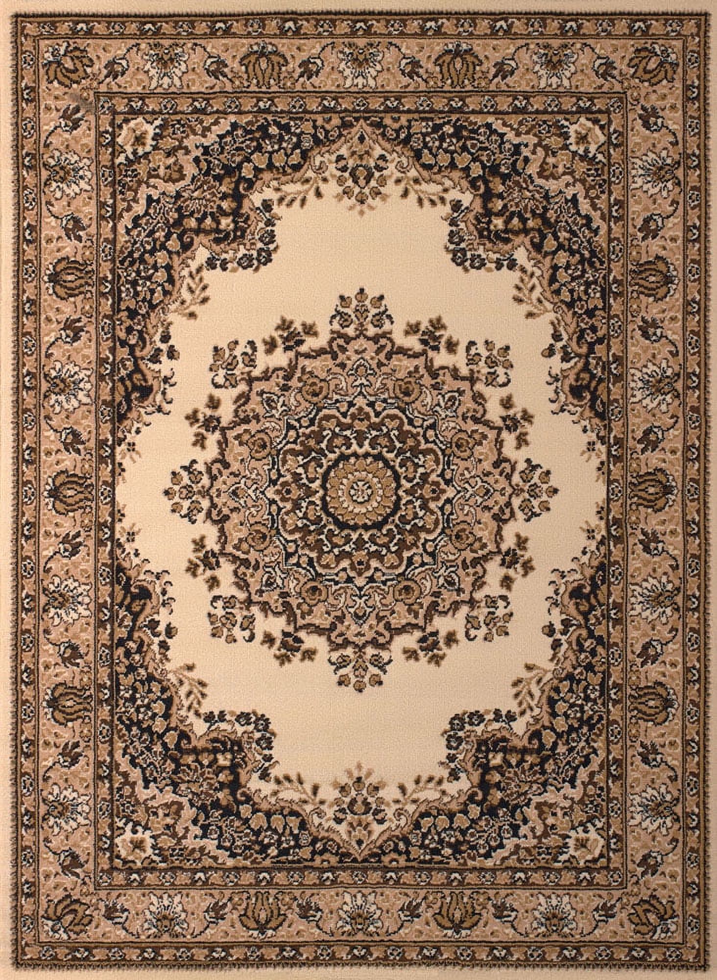 Designer Home Soft Traditional Oriental Area Rug with Center Medallion - Actual Size: 5' 3" x 7' 2" Rectangle (Ivory) - image 2 of 5