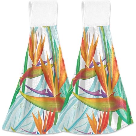 

Hyjoy Hanging Kitchen Towel 12 x 17 Inch Birds of Paradise Flower Towel Set 2 Pieces of Dry Towels for Kitchen Bathroom Laundry Room Table