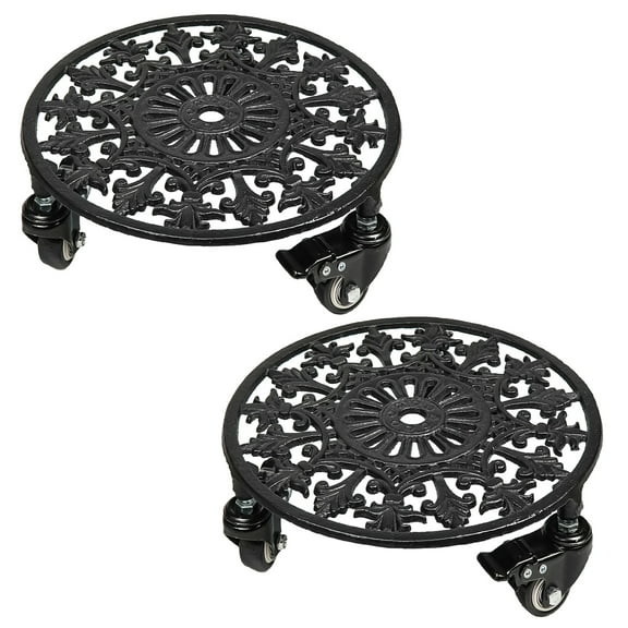 Haqcui Plant Caddy with Wheels 10.5" Black Heavy Duty Metal Round Rolling Plant Stand for Indoor Outdoor Potted Plants Flower Pot 1PCS