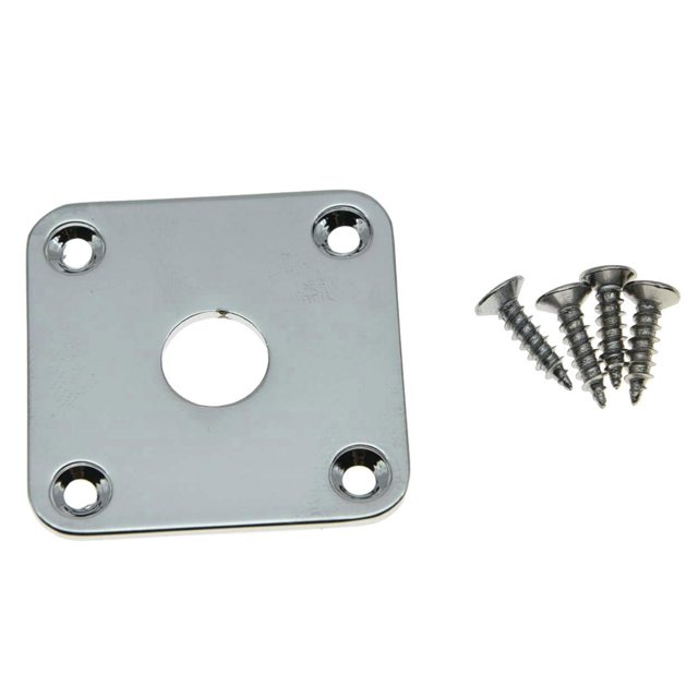 KAISH Chrome Flat Bottom Metal Jack Plate Flat Base Square Jackplate for Les Paul LP Guitars