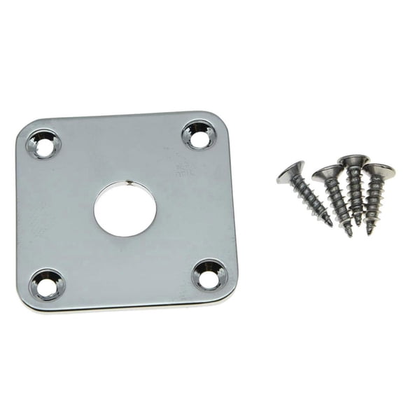 KAISH Chrome Flat Bottom Metal Jack Plate Flat Base Square Jackplate for Les Paul LP Guitars