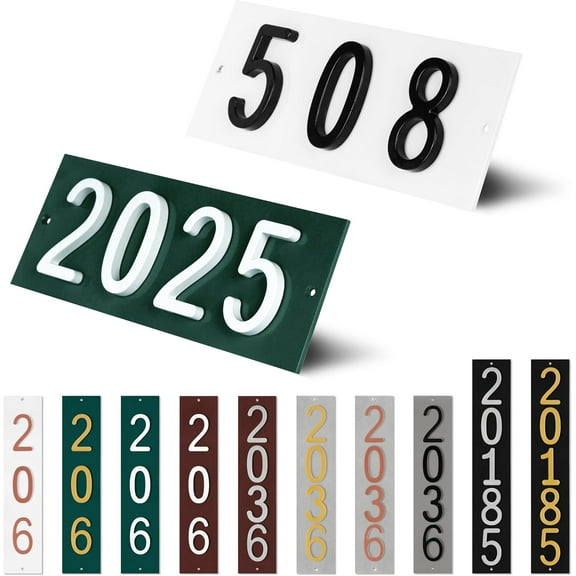 Amgo Personalized Flush Mount House Numbers Address Street Sign Plaque in Vertical/Horizontal, Aluminum Modern Front Door Sign - Made In USA (Custom Plate & Fonts Colors/Numbers)