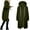 Army Green, variant on Women's Jacket Warm Hooded Coat Winter Outwear Long Cardigan Zipper Drawstring Thin Open Front Pockets Tops
