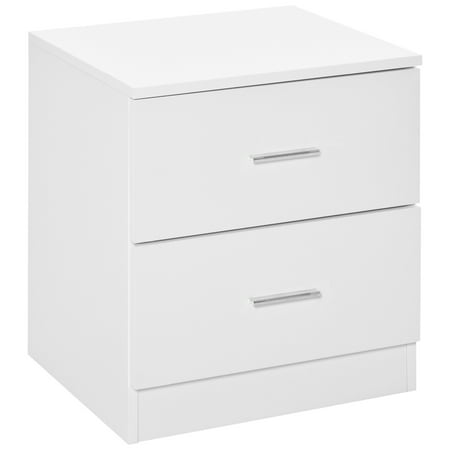 HOMCOM Bedside Table with 2 Drawers, Modern Nightstand, Cabinet Drawer ...