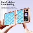 thumbnail image 2 of MonsDirect for 6.7 inch Samsung Galaxy Z Flip 3 5G 2021 Case, Hinge Protection Plating Frame Hard PC Shell PU Leather Cover Durable Shockproof with Finger Ring Stand Holder for Galaxy Z Flip 3, Blue, 2 of 7