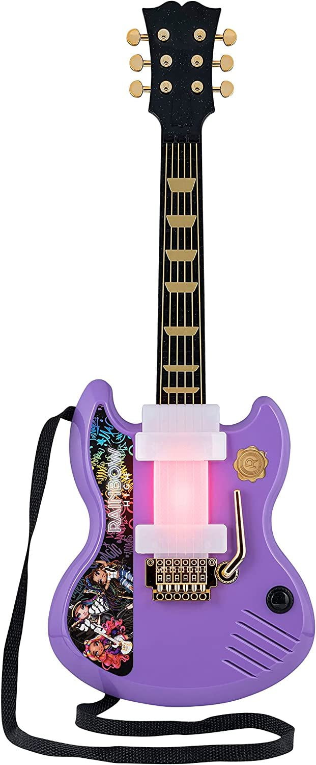 eKids Rainbow High Kids Guitar with Builtin Music and Whammy Bar