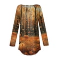 thumbnail image 5 of JULMCOMO Halloween Shirts for Women Funny Pumpkin Bat Castle Print Round Neck Long Sleeve Shirts Halloween Costume Holiday Tunic Tops Orange XL, 5 of 5