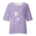 thumbnail image 4 of Xihbxyly Womens Tops Casual 3/4 Sleeves Womens 3/4 Sleeve Cotton Linen Tops Casual Loose Fit Cute Daisy Print T Shirts Summer Round Neck Pullover Blouses Fashion Loose Fit Plus Size Tops, 4 of 4