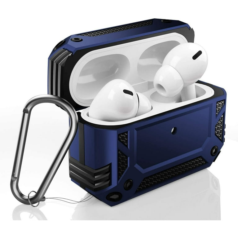 For Apple AirPods Pro Hybrid Armor Earpod Charging Dual Protective with Carabiner Case Cover Blue