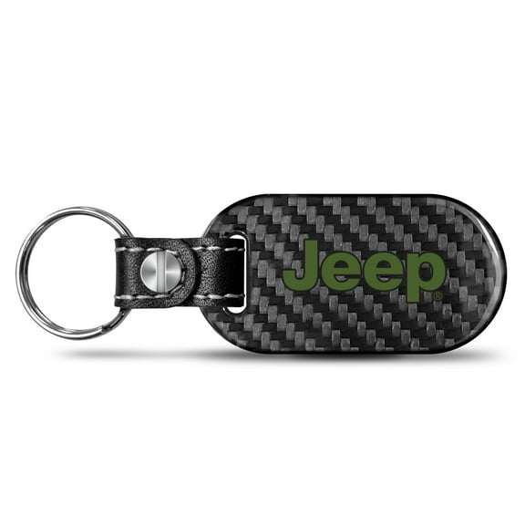 Jeep in Green Real Carbon Fiber Dog-Tag Style Key Chain