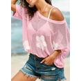 thumbnail image 2 of Shine Up Crochet Beach Coverups Women Swimsuits Summer Short Sleeve Blouses Knit Hollow Out Tops, 2 of 5