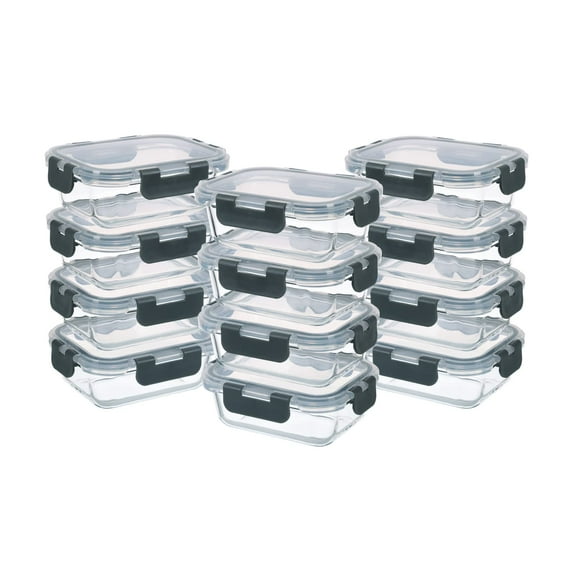 Recipientes de vidrio para almacenamiento de alimentos GULFLIN, juego de 1.5 tazas, 24 piezas