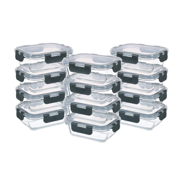 Recipientes de vidrio para almacenamiento de alimentos GULFLIN, juego de 1.5 tazas, 24 piezas
