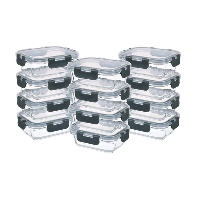 Recipientes de vidrio para almacenamiento de alimentos GULFLIN, juego de 1.5 tazas, 24 piezas