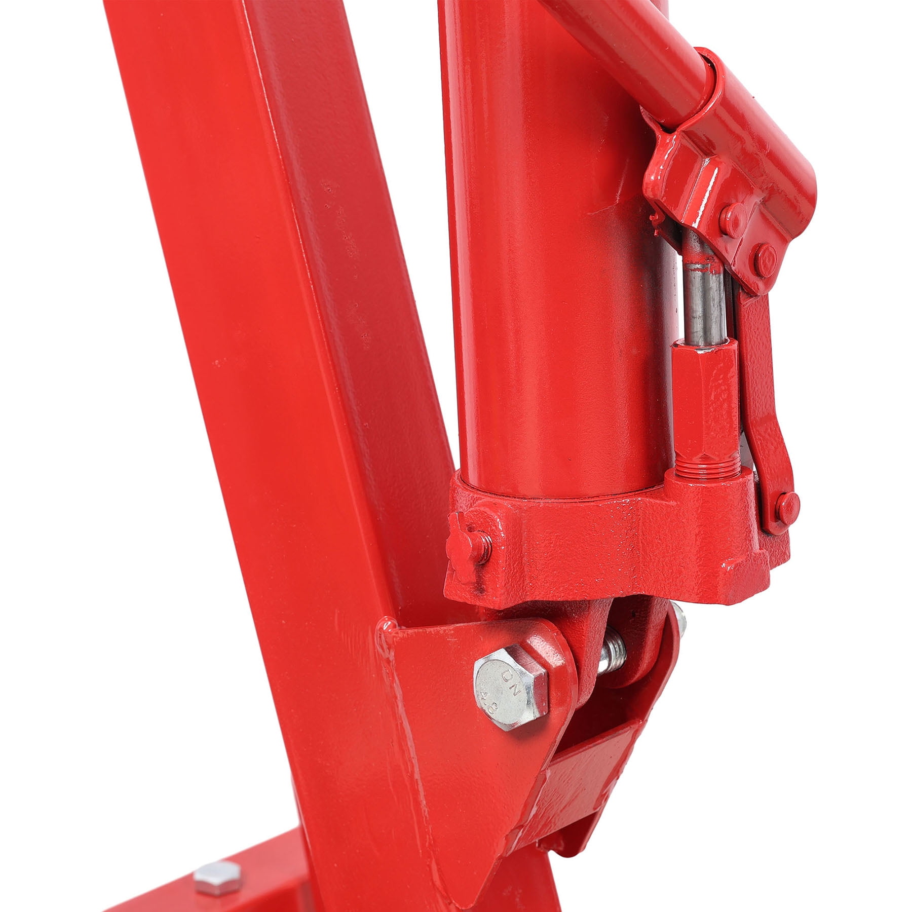 Red Engine Lift Hoist With 4 Iron Caster Wheels, 1500 Lbs Capacity Heavy-Duty Hydraulic Shop Crane