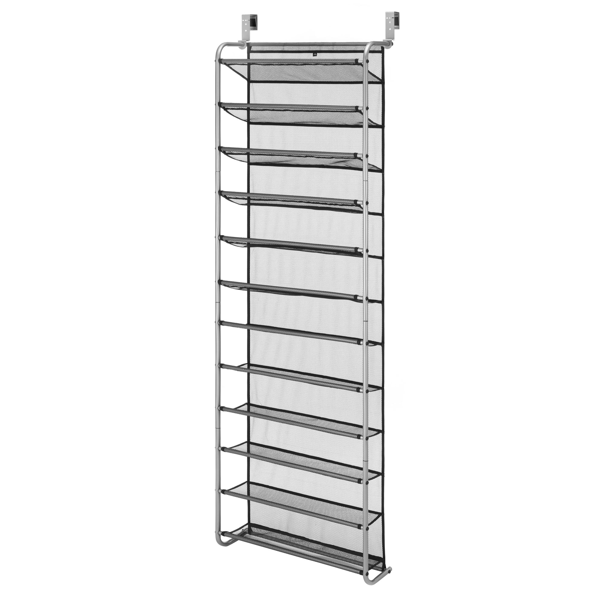 Mainstays Over-the-Door Shoe Rack, 12-Tier, Stores Up to 36 Pairs, Mesh Lined, Tear Resistant