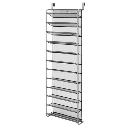 Mainstays 12-Tier Over The Door Shoe Rack  Metal  Gray