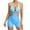 Blue, variant on Women Sleeveless Halter Neck Unitard Bodycon Workout Yoga Short Jumpsuit Tank Romper Solid Color Playsuit Seamless One Piece Gym Bodysuit Backless Butt Lifter Shapewear