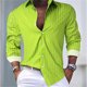 thumbnail image 1 of Camisa hawaiana con estampado de rayas para hombre, estilo resort, para uso en la calle, para playa, primavera y verano, camisa de manga larga con solapa, diseño de moda, 1 of 6