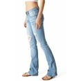 thumbnail image 2 of Machine Jeans Women's Juniors Mid Waist Distressed Bootcut Jeans (11, Light Denim), 2 of 7