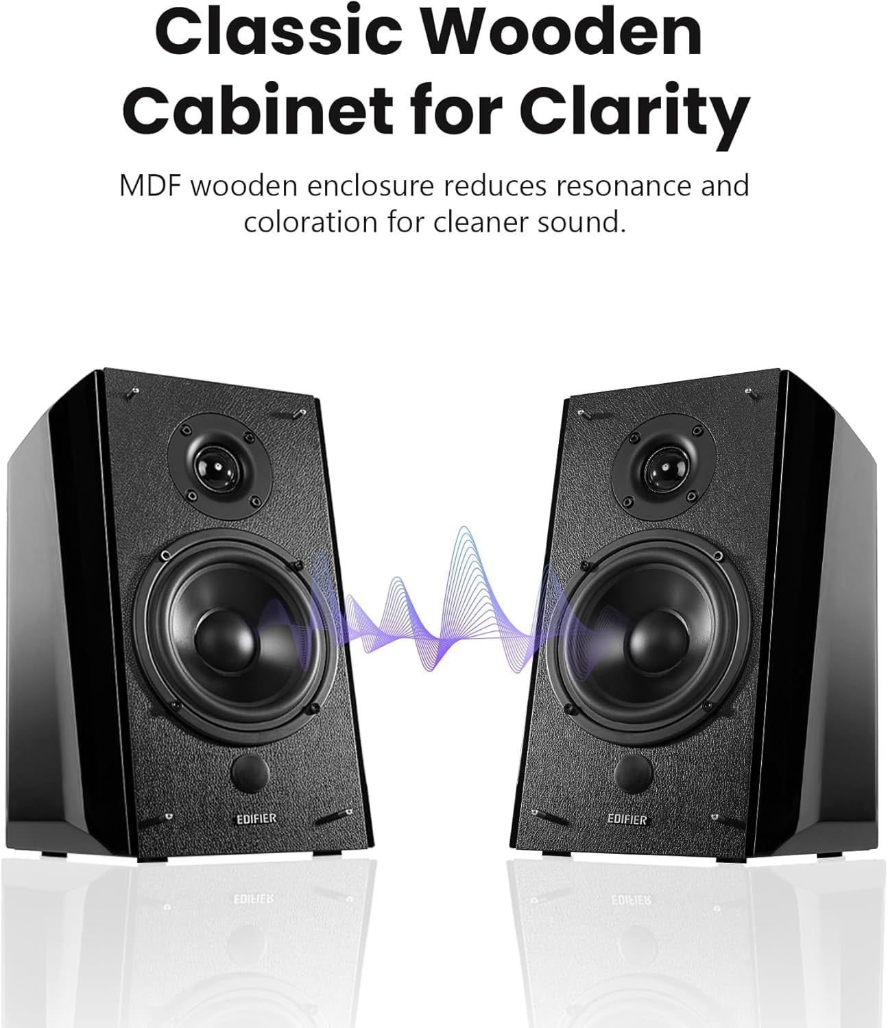 Restored Edifier R2000DB Powered Bluetooth Bookshelf Speakers - Near-Field Studio Monitors - Optical Input - 120 Watts RMS,Black (Refurbished)